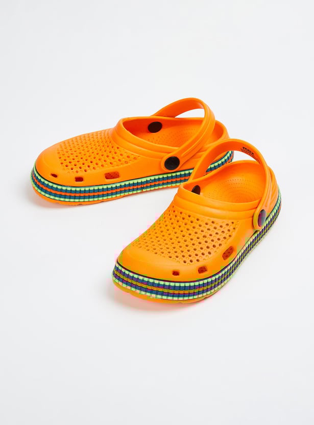 Boys Striped Clogs with Ankle Strap