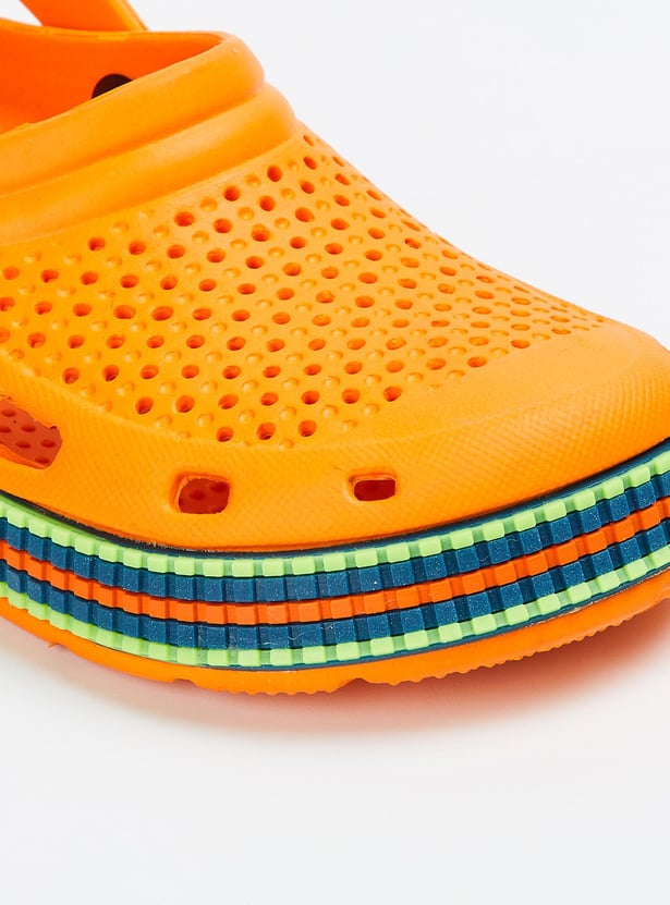 Boys Striped Clogs with Ankle Strap