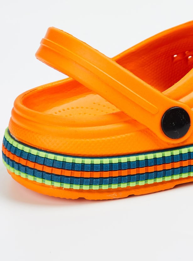 Boys Striped Clogs with Ankle Strap