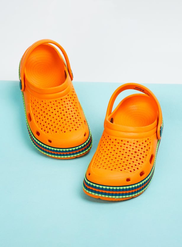 Boys Striped Clogs with Ankle Strap