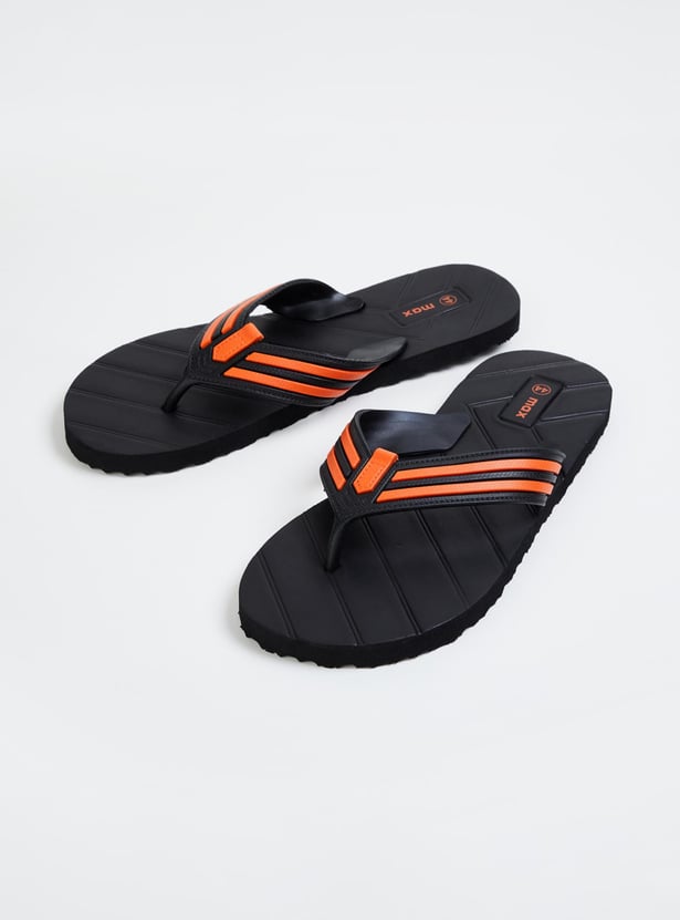 Men Striped V-Strap Slippers