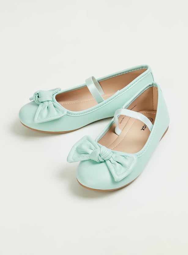 Girls Bow-Detailed Mid-Strap Ballerinas