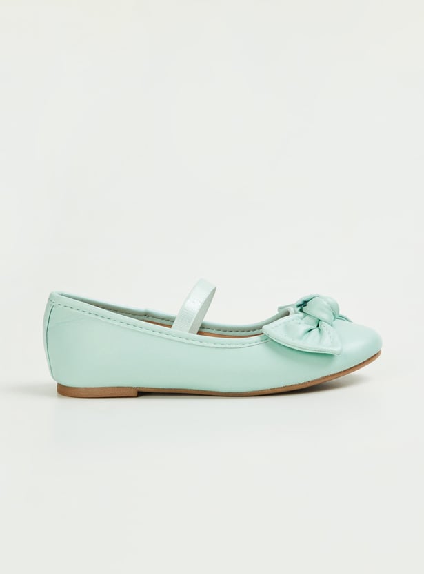 Girls Bow-Detailed Mid-Strap Ballerinas