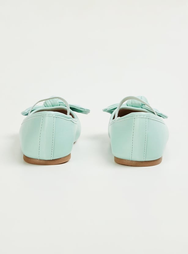 Girls Bow-Detailed Mid-Strap Ballerinas