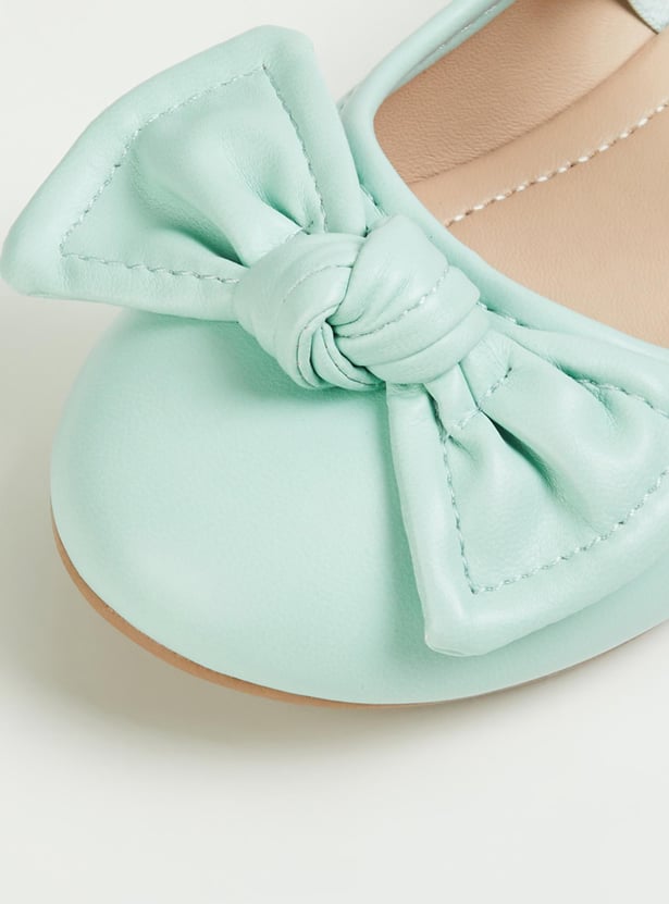 Girls Bow-Detailed Mid-Strap Ballerinas