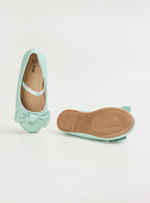 Girls Bow-Detailed Mid-Strap Ballerinas