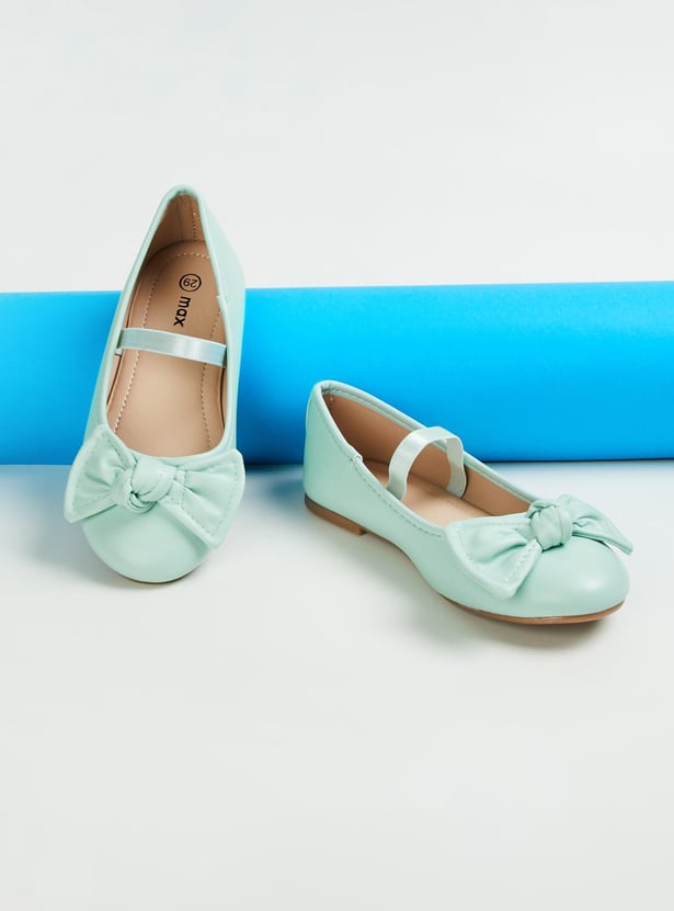 Girls Bow-Detailed Mid-Strap Ballerinas