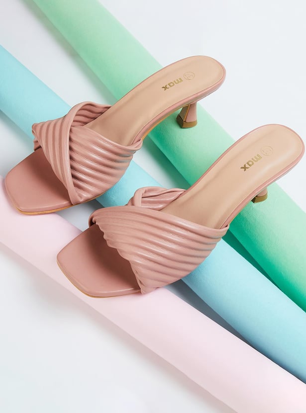 Women Overlap Strap Heel Sandals