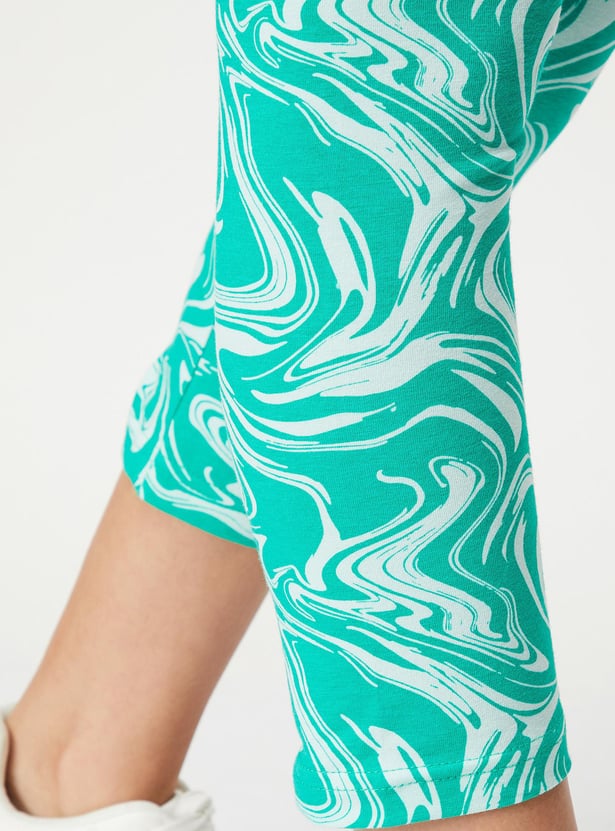 Girls Printed 3/4th Length Leggings
