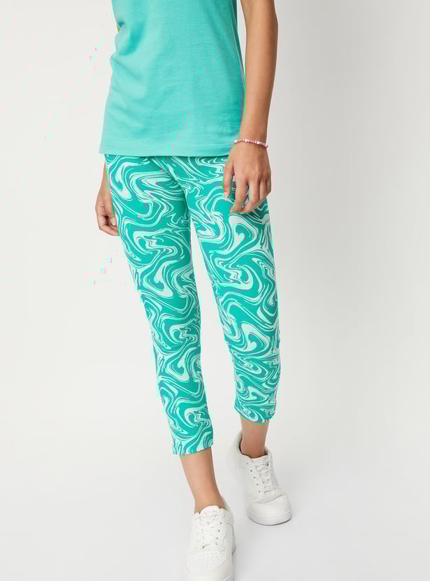 Girls Printed 3/4th Length Leggings
