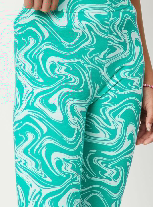 Girls Printed 3/4th Length Leggings