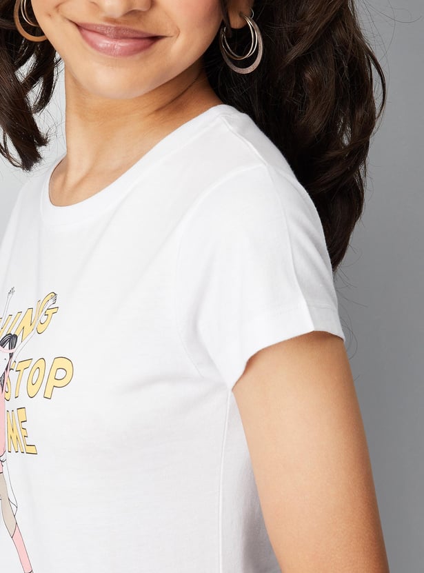 Girls Graphic Printed Half Sleeves T-shirt