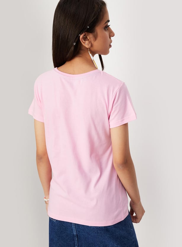 Girls Typographic Printed Cotton T-shirt