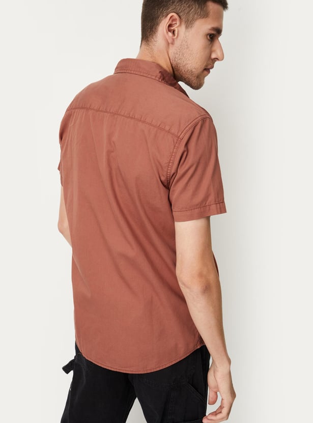 Men Solid Garment Dyed Slim Fit Shirt