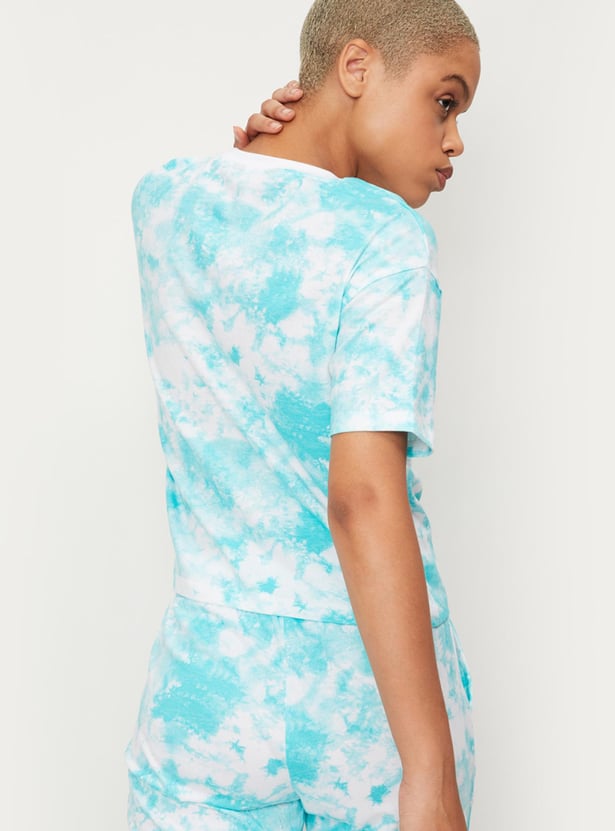Women Cloud Printed Sports T-shirt