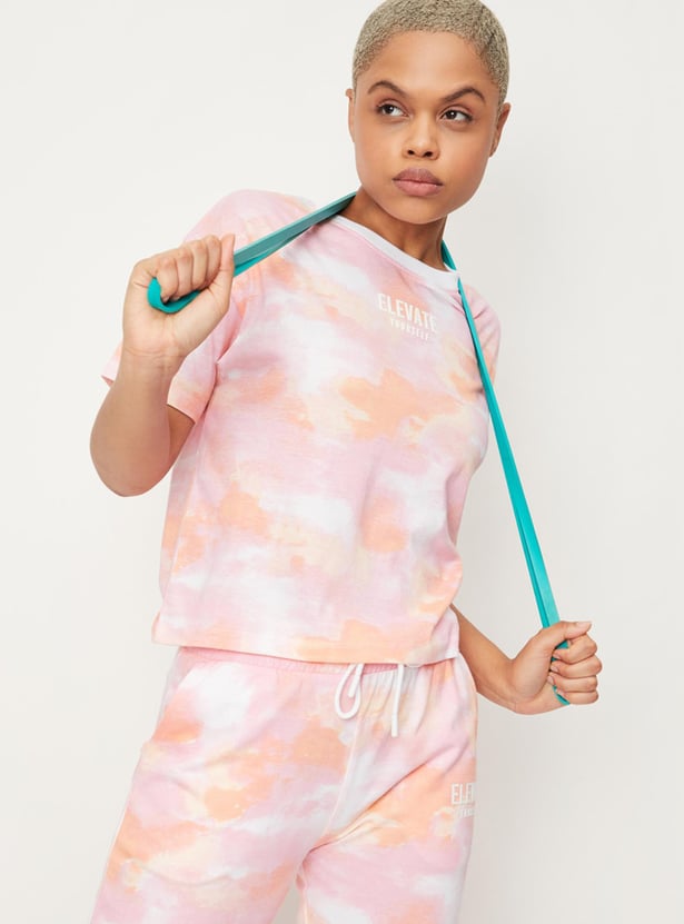 Women Cloud Printed Sports T-shirt