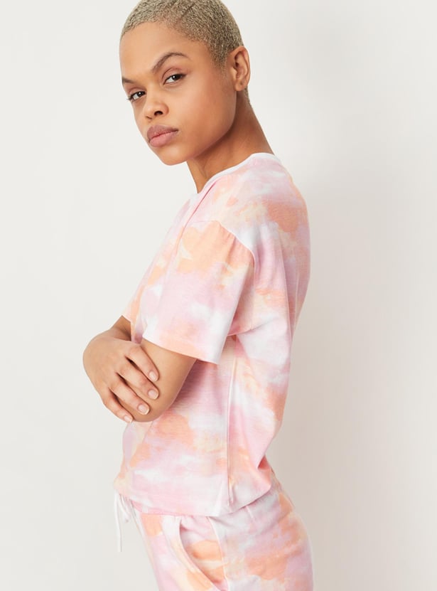 Women Cloud Printed Sports T-shirt
