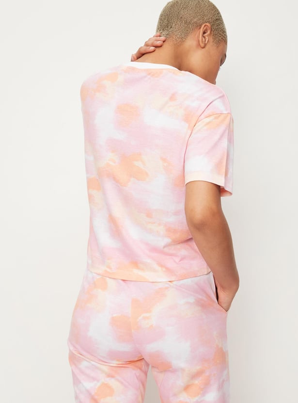 Women Cloud Printed Sports T-shirt