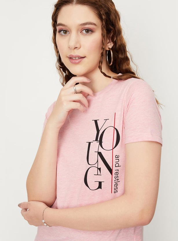 Women Round Neck Graphic T-shirt