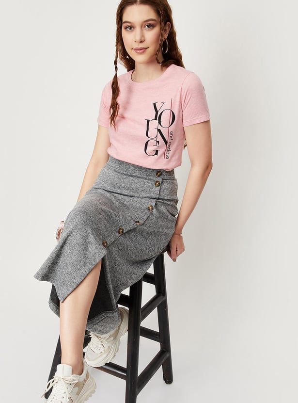 Women Round Neck Graphic T-shirt