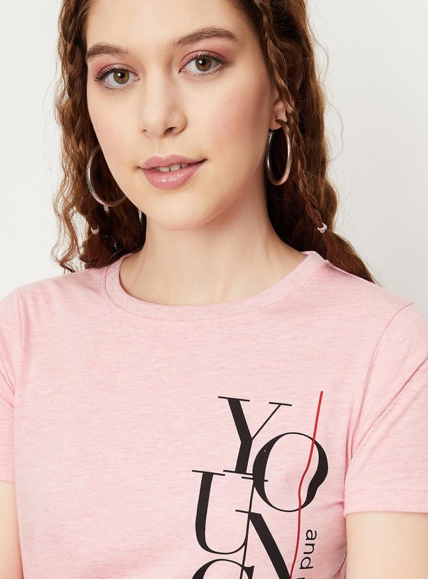 Women Round Neck Graphic T-shirt