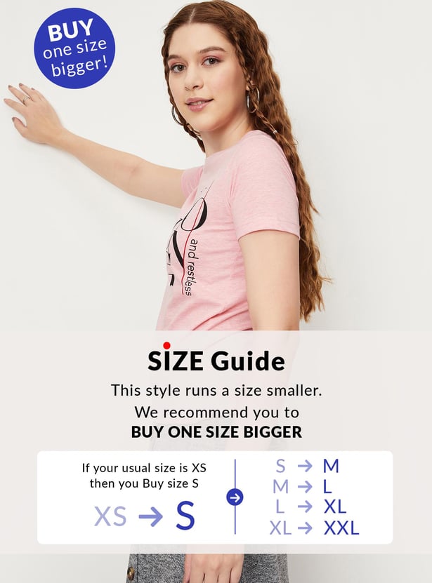 Women Round Neck Graphic T-shirt