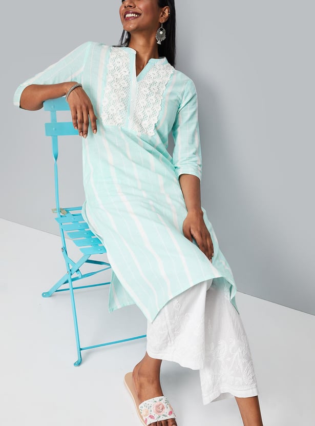 Women Embroidered Kurta with Pocket