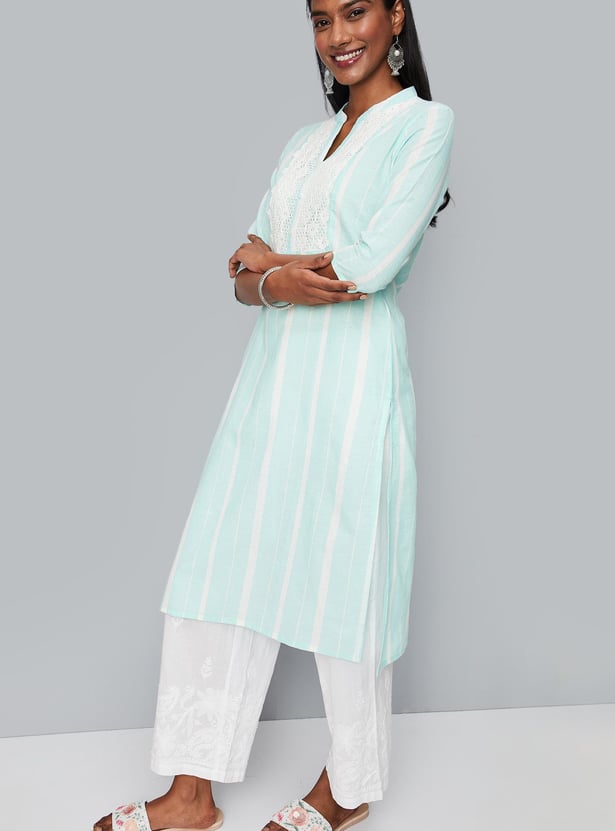 Women Embroidered Kurta with Pocket