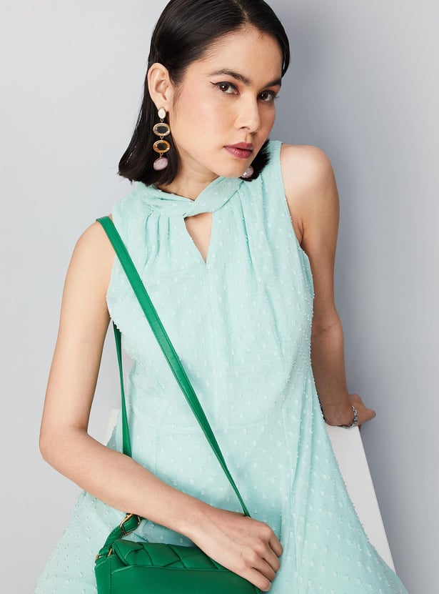 Women Dobby Woven Sleeveless Maxi Dress