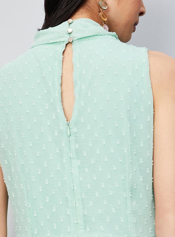 Women Dobby Woven Sleeveless Maxi Dress