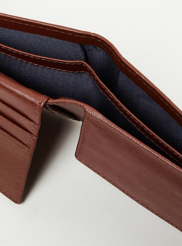 Men Colourblock Leather Bi-Fold Wallet
