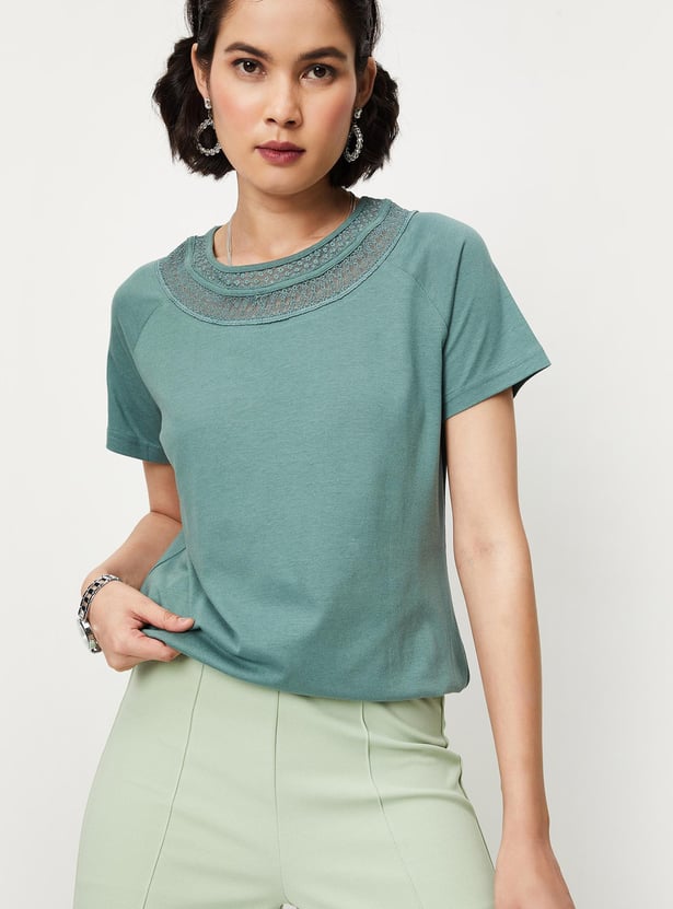 Women Lace Blouson Top