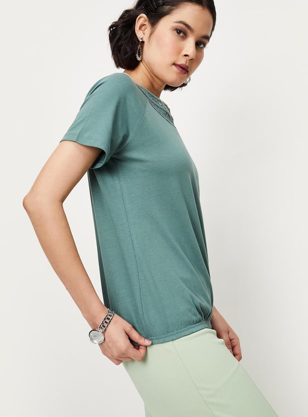 Women Lace Blouson Top