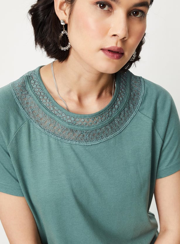 Women Lace Blouson Top