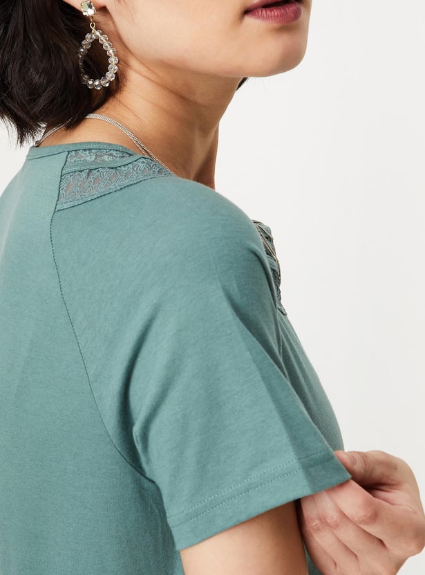 Women Lace Blouson Top