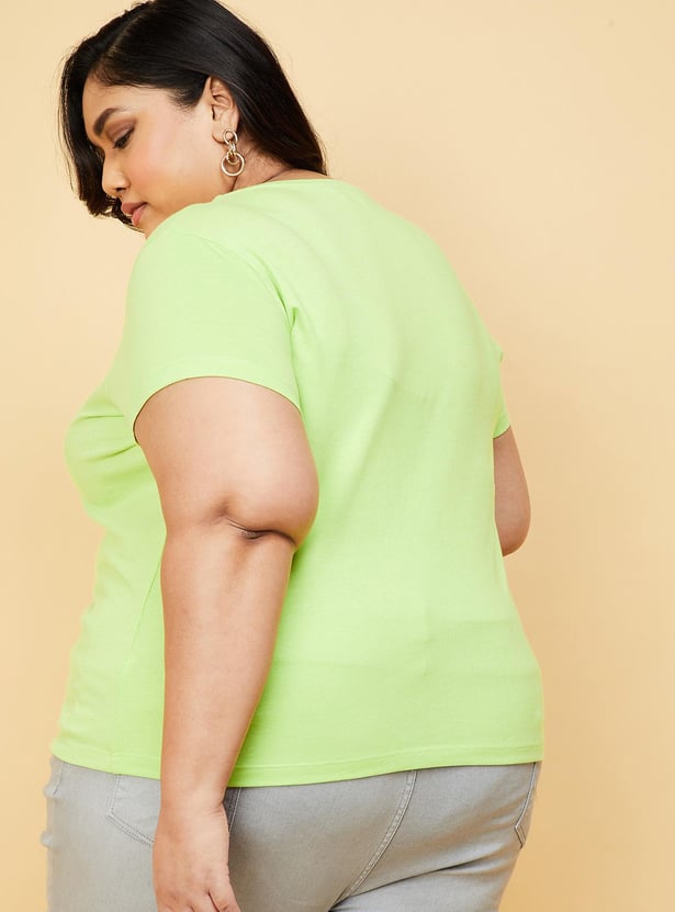 Women Solid Short Sleeves T-shirt