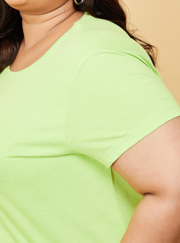 Women Solid Short Sleeves T-shirt