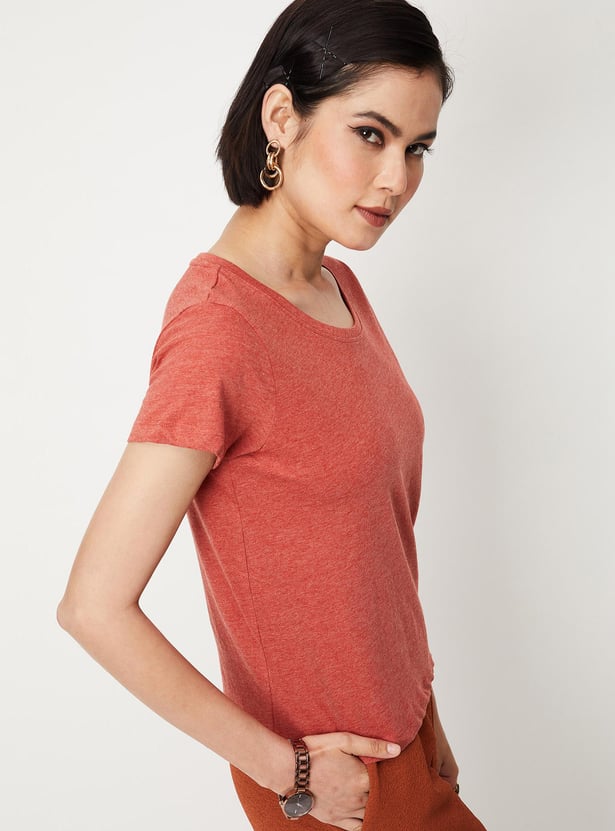 Women Solid Short Sleeves T-shirt