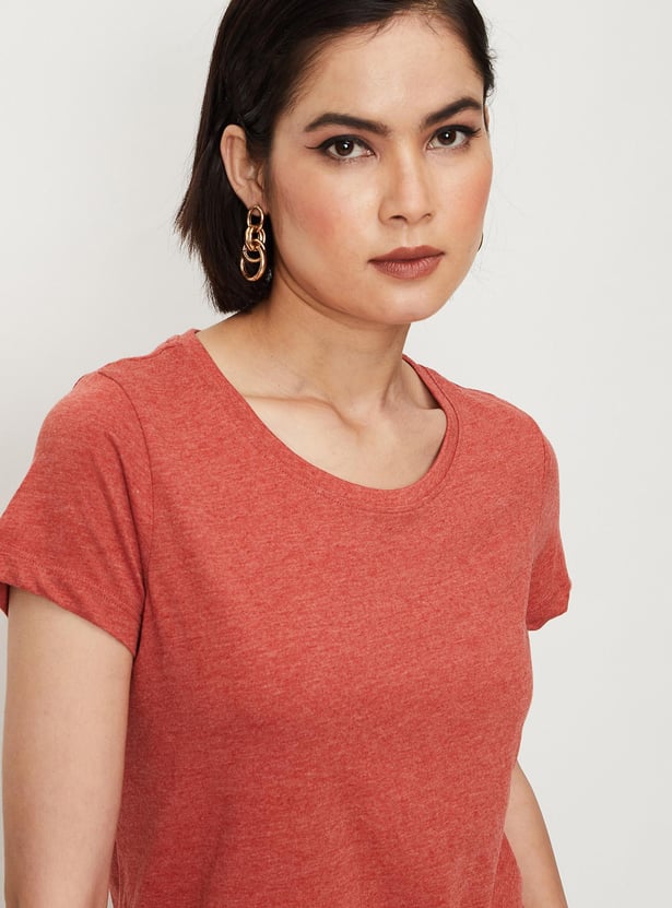 Women Solid Short Sleeves T-shirt