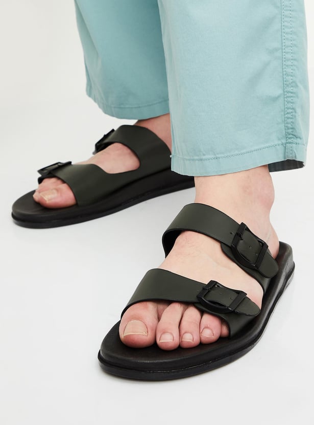 Men Double Strap Sliders