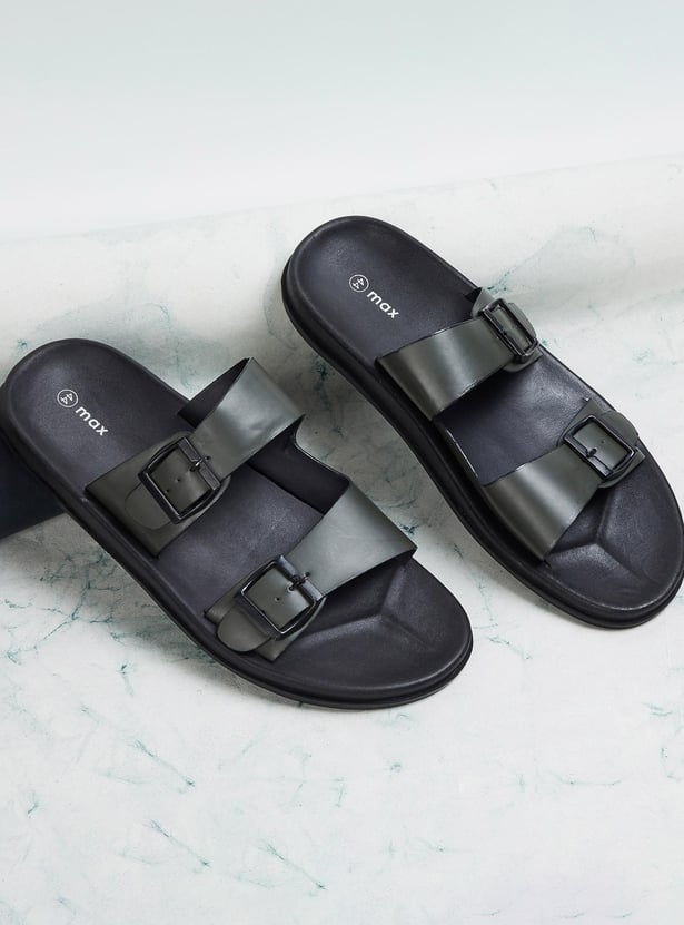 Men Double Strap Sliders