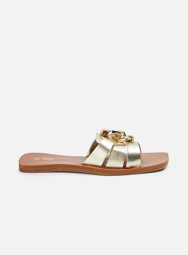 Women Chain-Detailed Flat Sandals