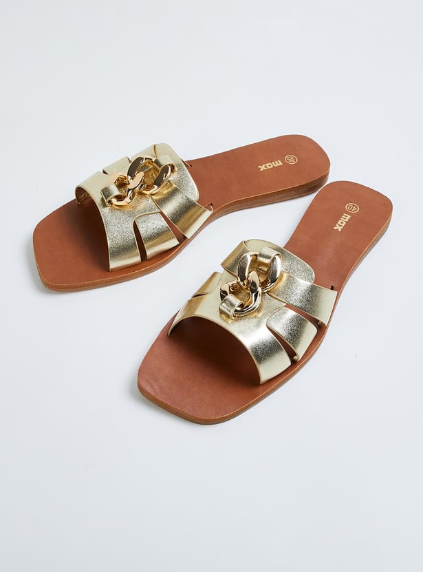 Women Chain-Detailed Flat Sandals