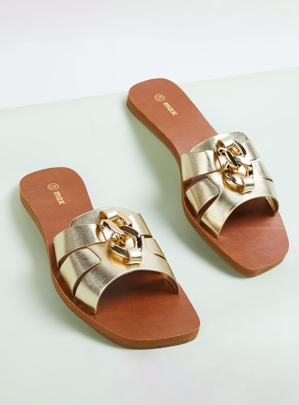 Women Chain-Detailed Flat Sandals