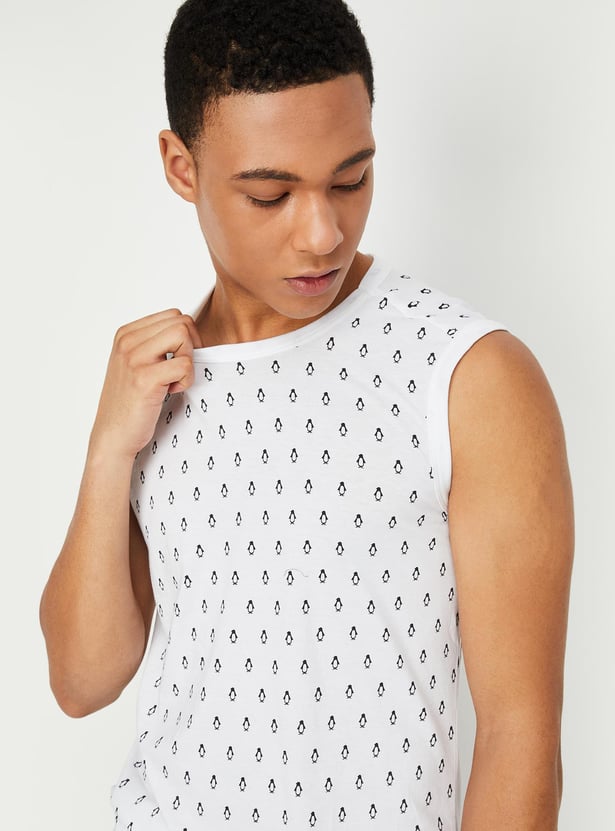 Men All Over Printed Sleeveless T-shirt