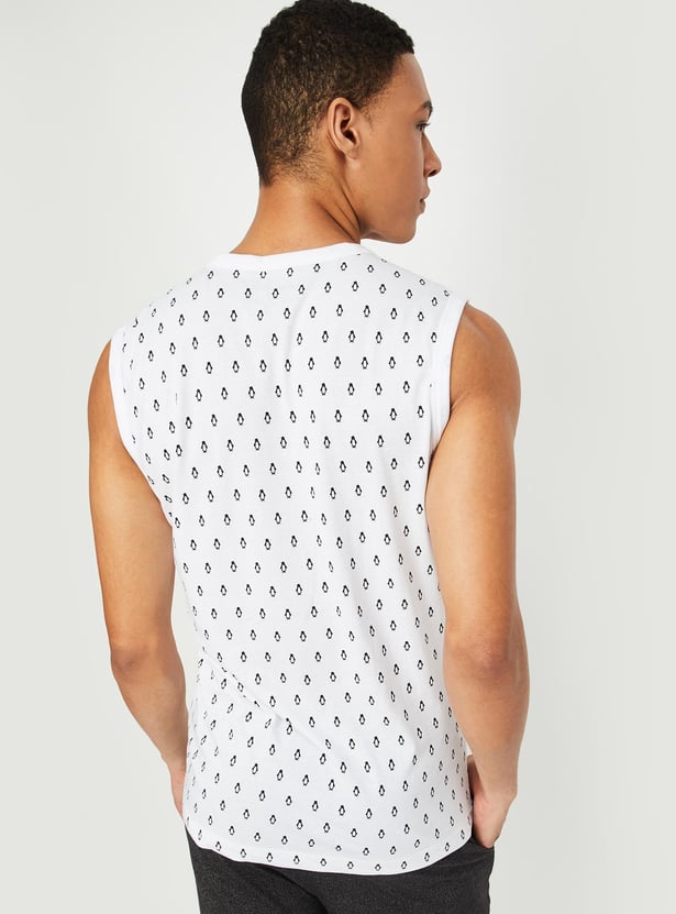 Men All Over Printed Sleeveless T-shirt