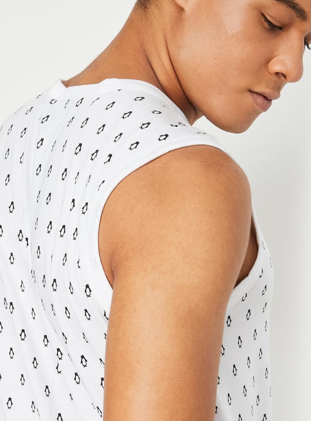 Men All Over Printed Sleeveless T-shirt