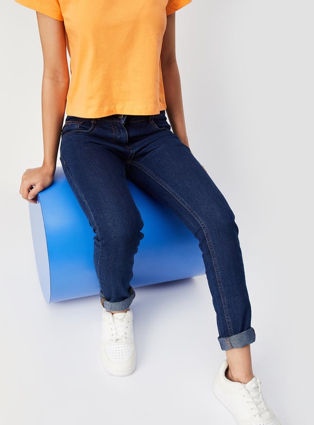 Girls Solid Slim Fit Jeans