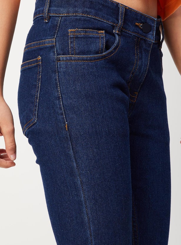 Girls Solid Slim Fit Jeans