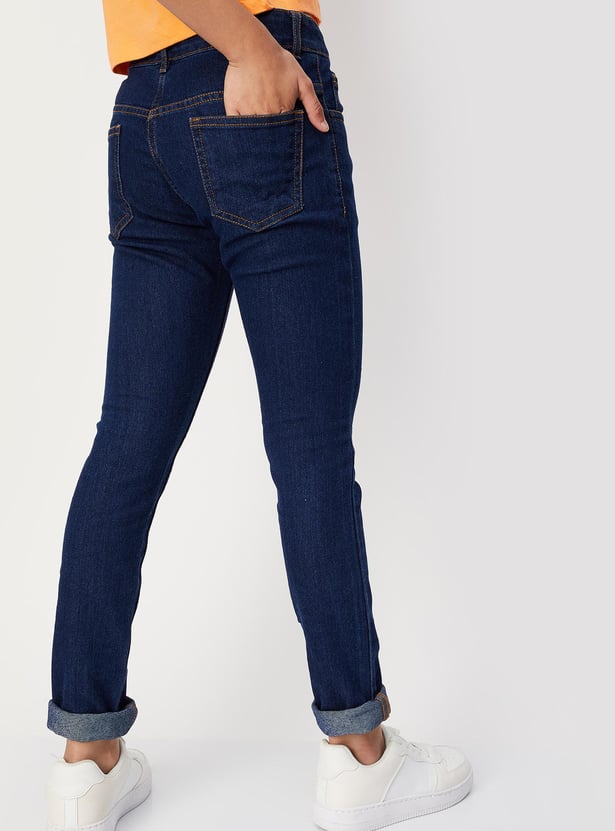Girls Solid Slim Fit Jeans